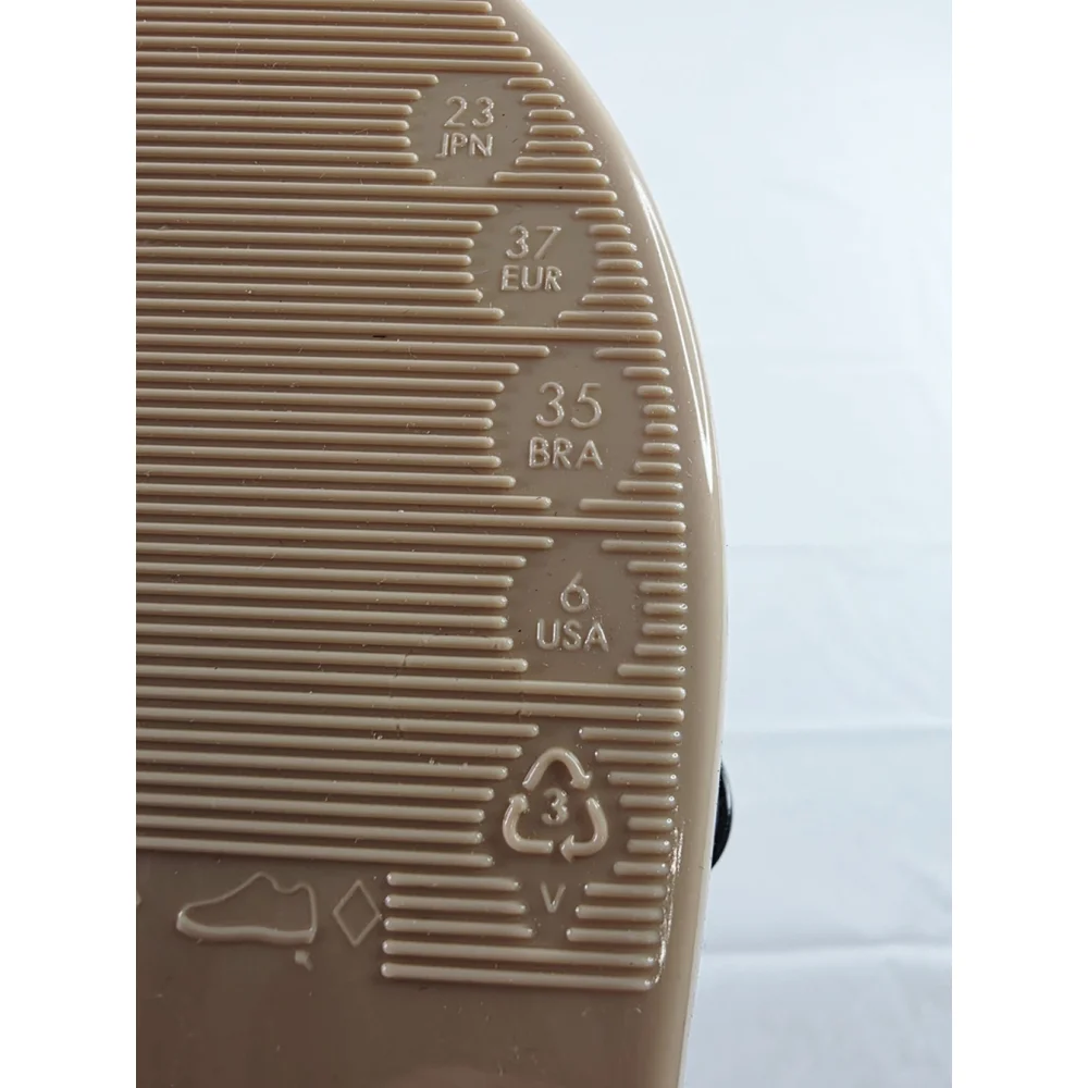 Melissa Harm Sweet VIII Flip Flops Black/Beige Sandals Bow Women's Size 7